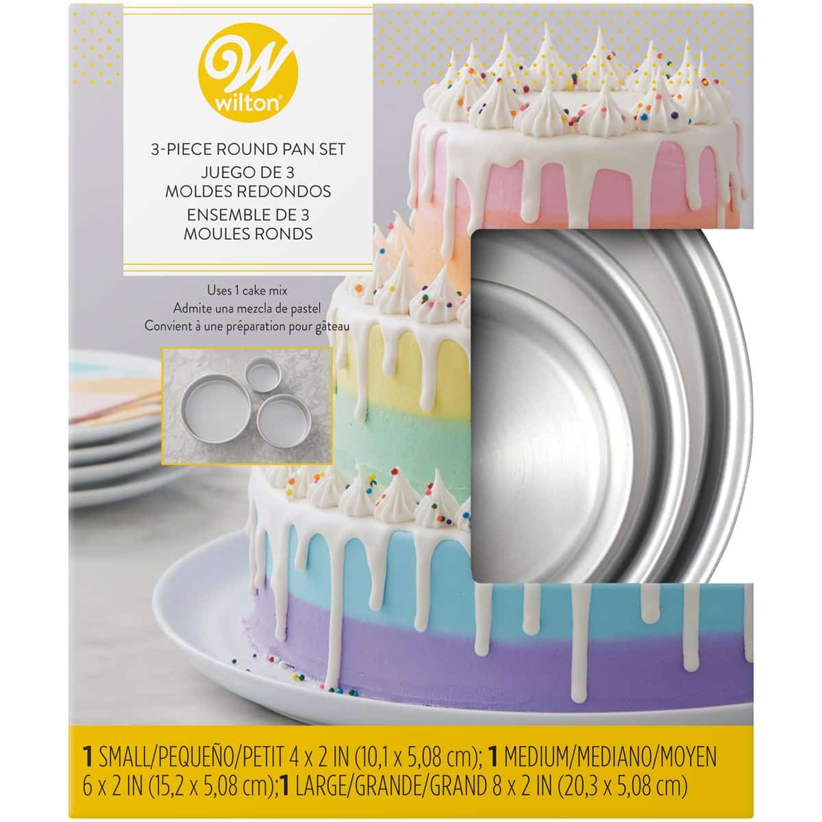 WILTON_03-0-0051_WILTON_TIERED_TRIO_ROUND_PAN_SET Set de 3 Moldes de Aluminio Redondos Pastel - Wilton - Imagen 1